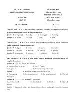 Tải Đề thi học kỳ 2 môn Tiếng Anh lớp 12 trường THPT Dương Háo Học, Trà Vinh năm học 2015 - 2016 - Đề kiểm tra học kỳ 2 môn tiếng Anh lớp 12 năm 2016