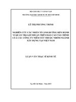 (Luận văn thạc sĩ) nghiên cứu các nhân tố ảnh hưởng đến hành vi quản trị lợi nhuận trên báo cáo tài chính của các công ty niêm yết thuộc nhóm ngành xây dựng tại việt nam 