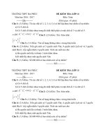 Tải Đề thi giữa học kì 1 môn Toán lớp 11 trường THPT Đa Phúc, Hà Nội năm học 2016 - 2017 - Đề kiểm tra giữa học kì I môn Toán lớp 11 có đáp án