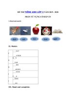 Tải Đề kiểm tra từ vựng Tiếng Anh lớp 2 - Đề thi tiếng Anh lớp 2 có đáp án