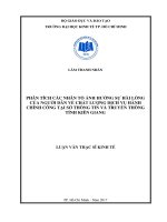 (Luận văn thạc sĩ) phân tích các nhân tố ảnh hưởng sự hài lòng của người dân về chất lượng dịch vụ hành chính công tại sở thông tin và truyền thông, tỉnh kiên giang 