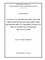 (Luận văn thạc sĩ) xây dựng các chỉ tiêu đo lường tổng  thể trong đánh giá kết quả hoạt động theo bốn phương diện của thẻ điểm cân  bằng tại công ty cổ phần xuất nhập khẩu thủy sản cần thơ 