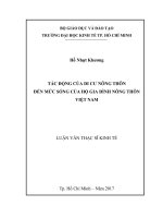 (Luận văn thạc sĩ) tác động của di cư nông thôn đến mức sống hộ gia đình ở nông thôn việt nam 