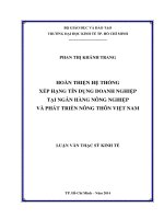 (Luận văn thạc sĩ) hoàn thiện hệ thống xếp hạng tín dụng doanh nghiệp tại ngân hàng nông nghiệp và phát triển nông thôn việt nam 