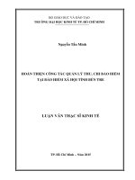 (Luận văn thạc sĩ) hoàn thiện công tác quản lý thu, chi bảo hiểm tại bảo hiểm xã hội tỉnh bến tre 