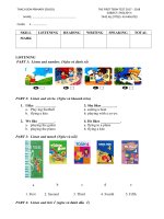 Tải Đề kiểm tra học kì 1 môn Tiếng Anh lớp 4 trường Tiểu học Thạch Sơn, Thanh Hóa năm học 2017 - 2018 - Đề kiểm tra học kì 1 môn Tiếng Anh lớp 4 có file nghe + đáp án