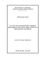 (Luận văn thạc sĩ) các yếu tố ảnh hưởng đến ý định sử dụng dịch vụ mua hàng trực tuyến của khách hàng tại thành phố hồ chí minh 