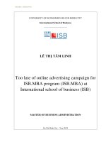 (Luận văn thạc sĩ) too late of online advertising campaign for ISB MBA program (ISB MBA) at international school of business (ISB) 
