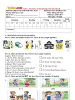 Tải Đề thi học kì 1 lớp 3 môn tiếng Anh trường Tiểu học Lê Lợi, Kon Tum năm học 2016-2017 có đáp án - Đề kiểm tra học kỳ 1 môn tiếng Anh lớp 3 có file nghe và đáp án