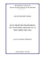 (Luận văn thạc sĩ) quản trị rủi ro thanh khoản của ngân hàng TMCP đầu tư và phát triển việt nam 