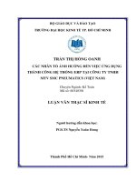 (Luận văn thạc sĩ) các nhân tố ảnh hưởng đến việc ứng dụng thành công hệ thống ERP tại công ty TNHH MTV pneumatics (việt nam) 