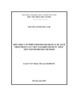 Điều kiện cấp phép kinh doanh dịch vụ du lịch theo pháp luật việt nam hiện hành từ thực tiễn Thành phố Hồ Chí Minh