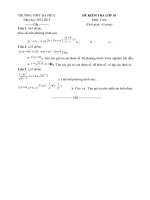 Tải Đề thi giữa học kì 2 môn Toán lớp 10 trường THPT Đa Phúc, Hà Nội năm học 2014 - 2015 - Đề kiểm tra giữa kỳ II môn Toán lớp 10 có đáp án