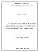 (Luận văn thạc sĩ) các nhân tố ảnh hưởng đến quyết định chấp nhận khách hàng tại các doanh nghiệp kiểm toán – nghiên cứu thực nghiệm tại các doanh nghiệp kiểm toán trên địa bàn thành phố hồ chí minh 