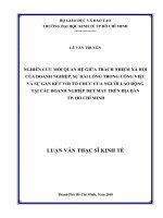 (Luận văn thạc sĩ) nghiên cứu mối quan hệ giữa trách nhiệm xã hội của doanh nghiệp, sự hài lòng trong công việc và sự gắn kết với tổ chức của người lao động tại các doanh nghiệp dệt may trên địa bàn TP  hồ chí minh 