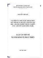 Vai trò của nhà nước nhằm thúc đẩy mối quan hệ giữa trường đại học   doanh nghiệp trong nghiên cứu, chuyển giao công nghệ 