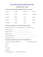 Tải Đề thi vào lớp 6 môn Tiếng Anh năm học 2019 - 2020 số 30 - Đề tuyển sinh lớp 6 năm 2019 môn Anh có đáp án