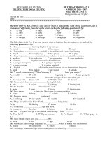 Tải Đề thi sát hạch môn Tiếng Anh lớp 11 THPT Đoàn Thượng, Hải Dương năm học 2016 - 2017 có đáp án - Lần 1 - Đề khảo sát Tiếng Anh lớp 11 có đáp án