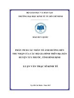 (Luận văn thạc sĩ) phân tích các nhân tố ảnh hưởng đến thu nhập của các hộ gia đình trên địa bàn huyện tuy phước, tỉnh bình định 