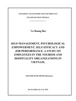(Luận văn thạc sĩ) self management, psychological empowerment, self efficacy and job performance a study on employees in the tourism and hospitality organizations in vietnam 
