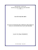 (Luận văn thạc sĩ) các yếu tố ảnh hưởng đến ý định mua thực phẩm an toàn của người tiêu dùng tại tp  hồ chí minh 