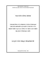 (Luận văn thạc sĩ) ảnh hưởng của phong cách lãnh đạo chuyển đổi đến gắn kết cảm xúc của nhân viên tại các công ty thủy sản trên địa bàn tỉnh bạc liêu 