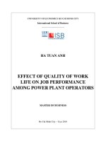 (Luận văn thạc sĩ) effect of quality of work life on job performance among power plant operators 