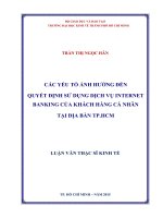 (Luận văn thạc sĩ) các yếu tố ảnh hưởng đến quyết định sử dụng dịch vụ internet banking của khách hàng cá nhân tại địa bàn TP  HCM 