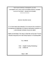 An action research project on enhancing student’s awareness of british culture in speaking lessons at a secondary school in quang binh 