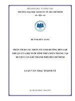 (Luận văn thạc sĩ) phân tích các nhân tố ảnh hưởng đến lợi nhuận của hộ nuôi tôm thẻ chân trắng tại huyện cần giờ, thành phố hồ chí minh 