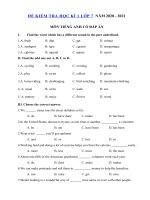 Tải Đề thi tiếng Anh lớp 7 học kì 1 năm 2020 - 2021 - Đề thi học kì 1 lớp 7 môn tiếng Anh có đáp án