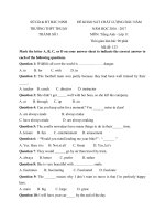 Tải Đề thi khảo sát chất lượng đầu năm môn Tiếng Anh lớp 11 trường THPT Thuận Thành số 1, Bắc Ninh năm học 2016 - 2017 - Đề kiểm tra chất lượng đầu năm môn Tiếng Anh lớp 11