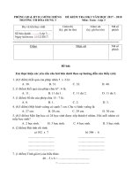 Tải Đề thi học kì 1 lớp 3 môn Toán trường tiểu học Hòa Hưng 3, Kiên Giang năm 2017 - 2018 - Đề kiểm tra học kì I lớp 3 môn Toán có đáp án