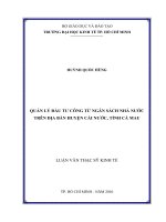(Luận văn thạc sĩ) quản lý đầu tư công từ ngân sách nhà nước trên địa bàn huyện cái nước tỉnh cà mau 