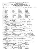 Tải Bộ đề thi chọn học sinh giỏi môn tiếng Anh lớp 6 năm học 2016-2017 - Đề thi chọn học sinh giỏi lớp 6 môn tiếng Anh