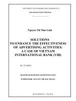 (Luận văn thạc sĩ) solution to enhance the effectiveness of advertising activities  a case of vietnam international bank (VIB) 