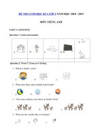 Tải Đề thi môn Tiếng Anh lớp 4 học kì 2 có đáp án năm học 2018 - 2019 số 2 - Đề thi học kì 2 lớp 4 môn Tiếng Anh có file nghe + đáp án