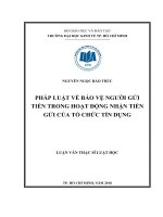 (Luận văn thạc sĩ) pháp luật về bảo vệ người gửi tiền trong hoạt động nhận tiền gửi của tổ chức tín dụng 