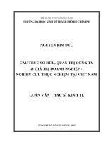 (Luận văn thạc sĩ) cấu trúc sở hữu quản trị công ty  giá trị doanh nghiệp   nghiên cứu thực nghiệm tại việt nam 