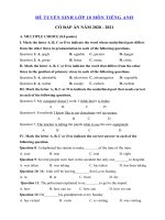 Tải Đề ôn thi vào lớp 10 môn tiếng Anh năm 2020 - 2021 số 2 - Đề thi tiếng Anh vào lớp 10 có đáp án