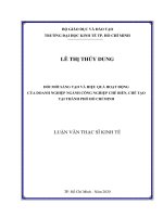 (Luận văn thạc sĩ) đổi mới sáng tạo và hiệu quả hoạt động doanh nghiệp ngành công nghiệp chế biến, chế tạo tại thành phố hồ chí minh 