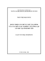 (Luận văn thạc sĩ) hoàn thiện cơ chế tự chủ tài chính của các đơn vị sự nghiệp y tế công lập có thu tại tỉnh phú yên 
