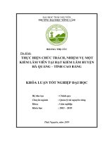 Thực hiện chức trách, nhiệm vụ một kiểm lâm viên tại hạt kiểm lâm huyện hà quảng, tỉnh cao bằng 