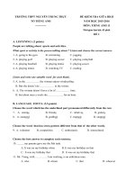 Tải Đề thi giữa học kỳ 2 môn Tiếng Anh lớp 11 trường THPT Nguyễn Trung Trực năm học 2015 - 2016 - Đề kiểm tra giữa học kỳ 2 môn tiếng Anh lớp 11 có đáp án