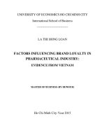 (Luận văn thạc sĩ) factors influencing brand loyalty in pharmaceutical industry evidence from vietnam 