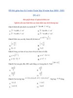 Tải Đề thi giữa học kì 1 môn Toán 10 năm học 2020 - 2021 Đề số 3 - Đề thi giữa kì 1 Toán 10 Có đáp án