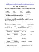 Tải Đề thi thử vào lớp 6 môn tiếng Anh năm 2020 - 2021 số 6 - Đề thi tuyển sinh lớp 6 môn Anh có đáp án