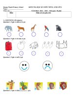 Tải Đề kiểm tra học kì 1 môn Tiếng Anh lớp 4 trường tiểu học Quảng Thành - Đề thi học kì I môn Tiếng Anh lớp 4 có file nghe và đáp án