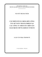(Luận văn thạc sĩ) các nhân tố tác động đến công tác kế toán trách nhiệm tại các công ty niêm yết trên sàn giao dịch chứng khoán TP HCM 