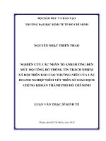 (Luận văn thạc sĩ) nghiên cứu các nhân tố ảnh hưởng đến mức độ công bố thông tin trách nhiệm xã hội trên báo cáo thường niên của các doanh nghiệp niêm yết trên sở giao dịch chứng khoán thành phố hồ chí minh 